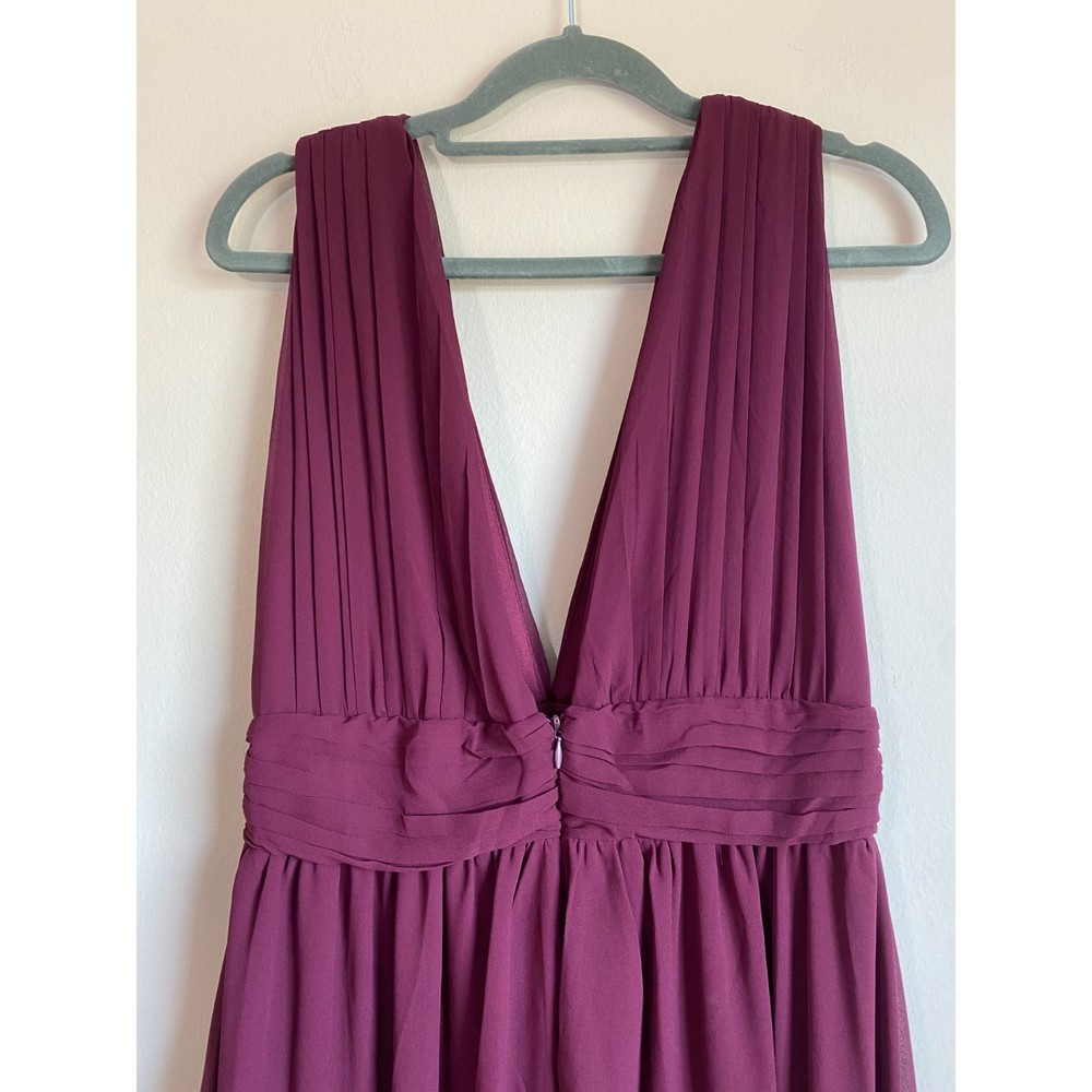LuLus Heavenly Hues Burgundy Formal Chiffon Maxi Dress Medium Bridesmaid Prom - Picture 5 of 12